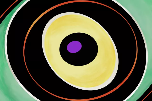 Abstract illustration with concentric circles in different colors.